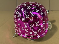 Turtle, lior24, hoogglans zilver (chroom look) met metallic roze/paarse helm - afbeelding 4 van  5