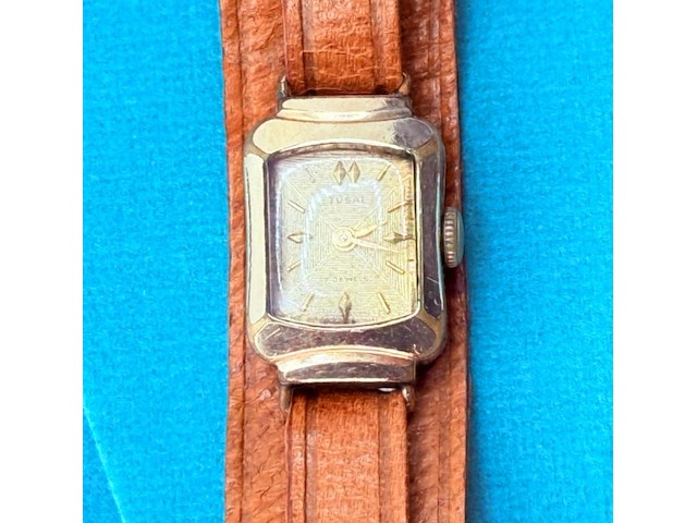 Tusal ''deco gold watch'' 20 micron goldplated - afbeelding 3 van  7