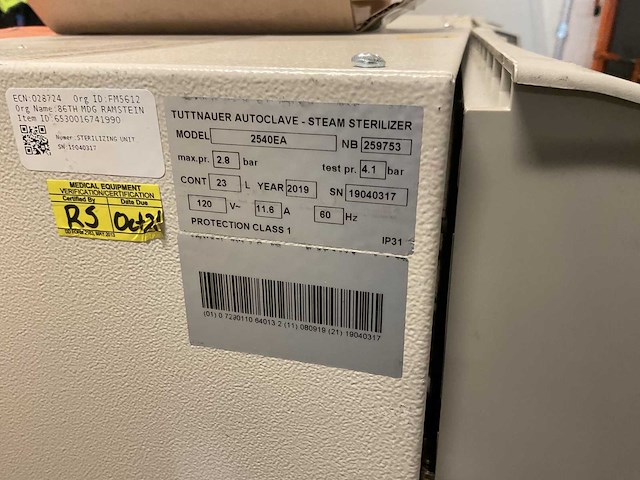 Tuttnauer 2540ea sterilizing unit - afbeelding 3 van  3