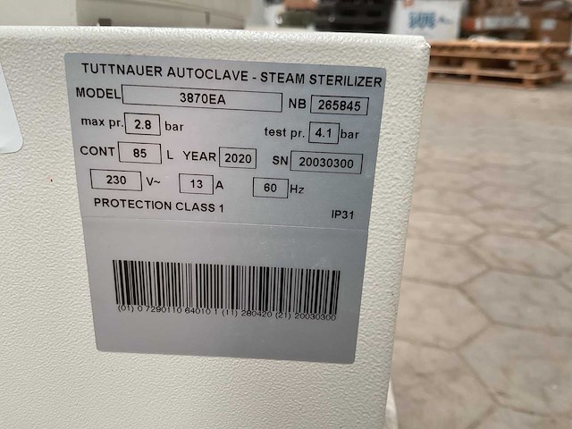 Tuttnauer 3870ea autoclave- steam sterilizer - afbeelding 10 van  10