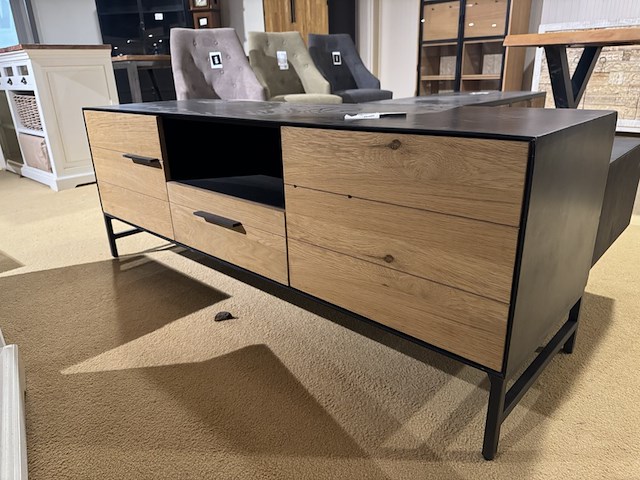 Tv- meubel, zwart + bruin - afbeelding 1 van  5