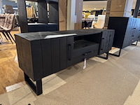 Tv-dressoir, zwart mangohout, zwart metalen onderstel - afbeelding 3 van  6