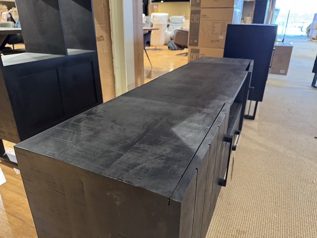 Tv-dressoir, zwart mangohout, zwart metalen onderstel - afbeelding 5 van  6