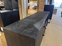 Tv-dressoir, zwart mangohout, zwart metalen onderstel - afbeelding 5 van  6