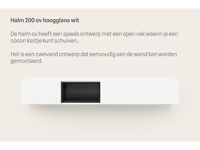 Tv-meubel incl. 2 cocons, raat, halm 200 ov, hoogglans wit - afbeelding 2 van  4