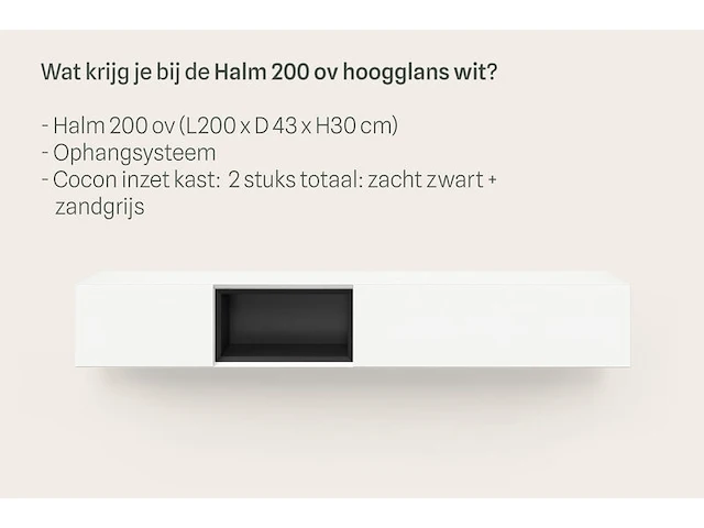 Tv-meubel incl. 2 cocons, raat, halm 200 ov, hoogglans wit - afbeelding 3 van  4