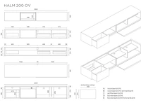 Tv-meubel incl. 2 cocons, raat, halm 200 ov, hoogglans wit - afbeelding 4 van  4