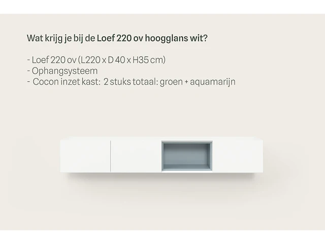 Tv-meubel incl. 2 cocons, raat, loef 220 ov, hoogglans wit - afbeelding 3 van  4