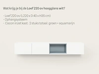 Tv-meubel incl. 2 cocons, raat, loef 220 ov, hoogglans wit - afbeelding 3 van  4