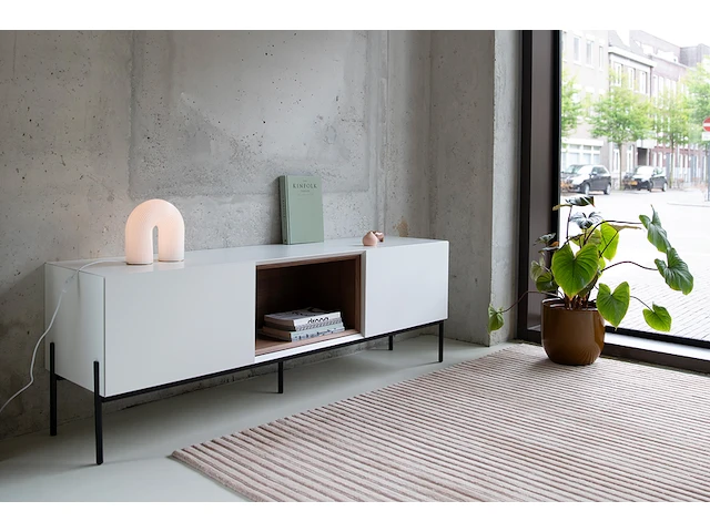 Tv-meubel incl. frame + 2 cocons, raat, loef 165 ov, hoogglans wit - afbeelding 1 van  6