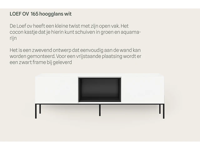 Tv-meubel incl. frame + 2 cocons, raat, loef 165 ov, hoogglans wit - afbeelding 2 van  6