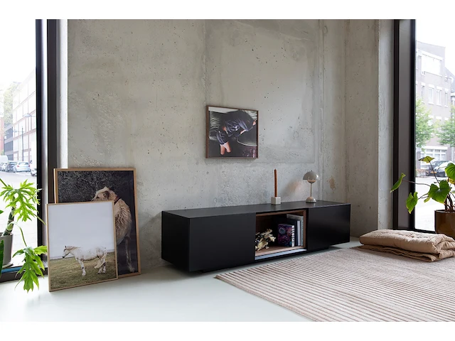Tv-meubel incl. frame + 2 cocons, raat, loef 165 ov, zwart - afbeelding 1 van  7