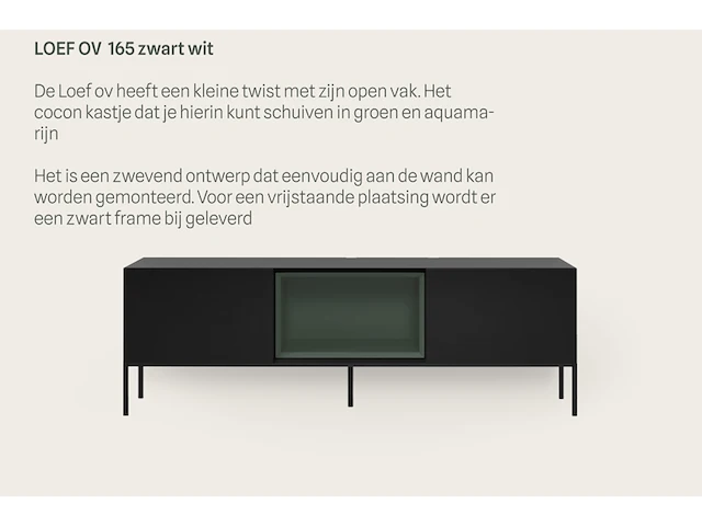Tv-meubel incl. frame + 2 cocons, raat, loef 165 ov, zwart - afbeelding 2 van  7