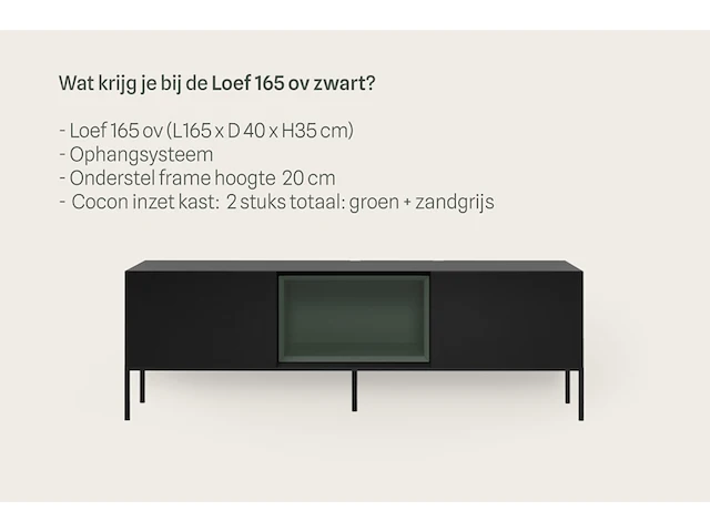 Tv-meubel incl. frame + 2 cocons, raat, loef 165 ov, zwart - afbeelding 3 van  7