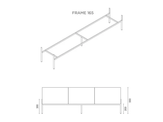 Tv-meubel incl. frame + 2 cocons, raat, loef 165 ov, zwart - afbeelding 6 van  7