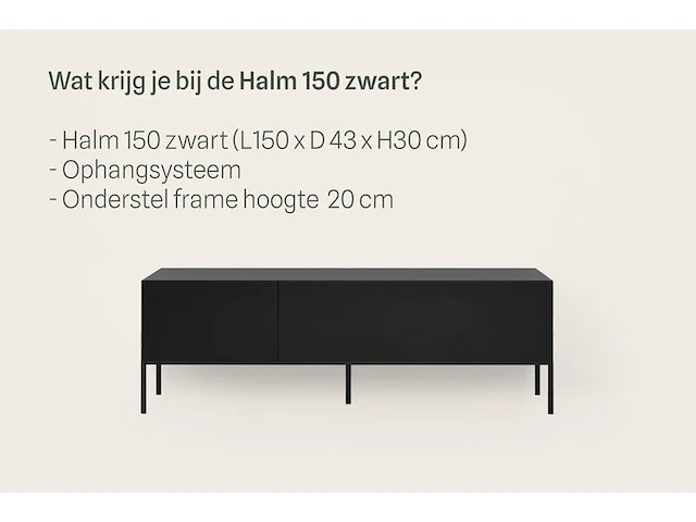 Tv-meubel incl. frame, raat, halm 150, zwart - afbeelding 3 van  5