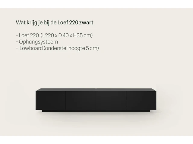 Tv-meubel incl. lowboard-onderstel, raat, loef 220, zwart - afbeelding 3 van  5