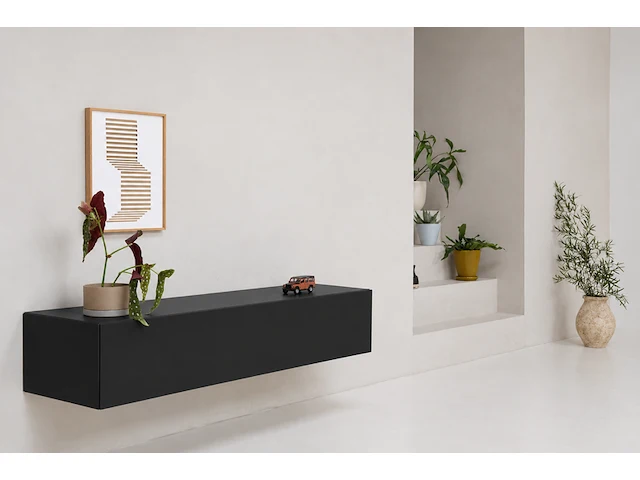 Tv-meubel incl. lowboard-onderstel, raat, norm 120, zwart - afbeelding 1 van  5