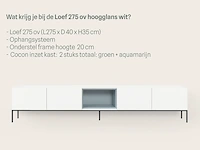 Tv-meubel incl. zwart frame + 2 cocons, raat, loef 275 ov, hoogglans wit - afbeelding 3 van  7