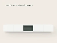 Tv-meubel incl. zwart frame + 2 cocons, raat, loef 275 ov, hoogglans wit - afbeelding 4 van  7