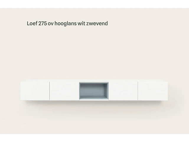 Tv-meubel incl. zwart frame + 2 cocons, raat, loef 275 ov, hoogglans wit - afbeelding 5 van  7