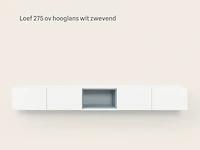 Tv-meubel incl. zwart frame + 2 cocons, raat, loef 275 ov, hoogglans wit - afbeelding 5 van  7