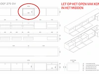 Tv-meubel incl. zwart frame + 2 cocons, raat, loef 275 ov, hoogglans wit - afbeelding 6 van  7