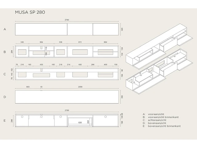 Tv-meubel + lowboard, raat, musa 280 sp, aquamarijn - afbeelding 3 van  4