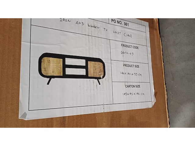 Tv meubel mango staal 145x45x45 cm, sanderz, 2025 - afbeelding 2 van  3