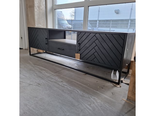 Tv meubel, mangohout, zwart - afbeelding 1 van  7