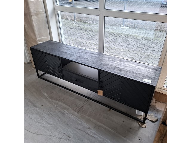 Tv meubel, mangohout, zwart - afbeelding 2 van  7