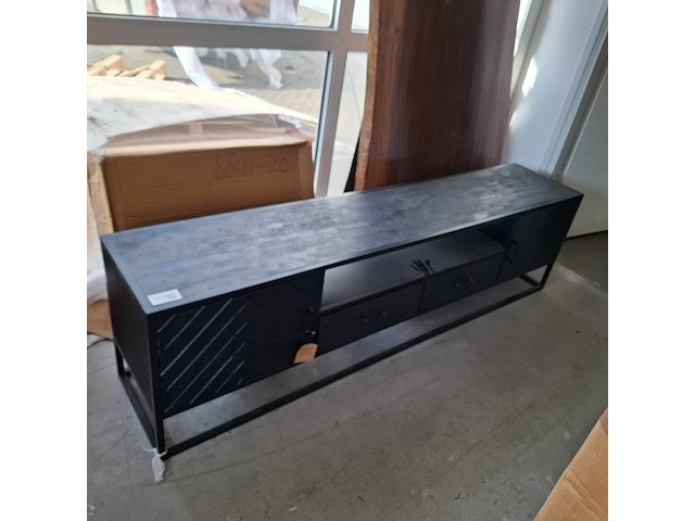 Tv meubel, mangohout, zwart - afbeelding 2 van  7