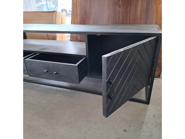 Tv meubel, mangohout, zwart - afbeelding 4 van  7