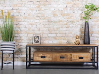 Tv meubel mangohout/stealframe - afbeelding 1 van  2