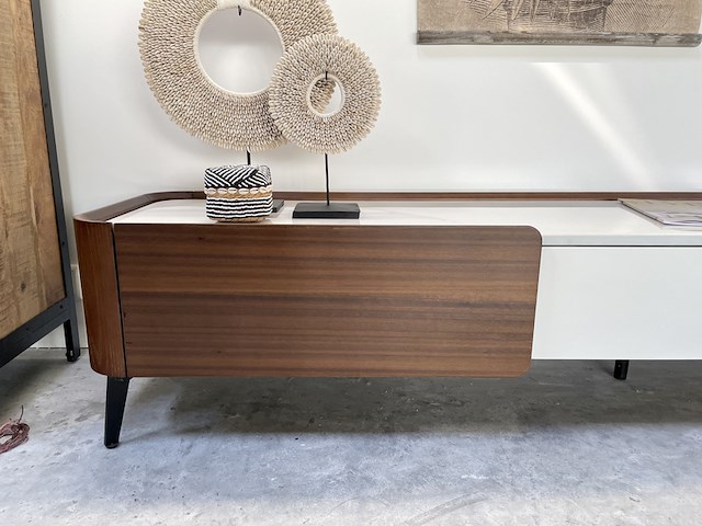 Tv-meubel met wit marmeren blad, by italia, walnoot / wit marmer - afbeelding 7 van  11