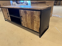 Tv-meubel, naturel mangohout, zwart metalen onderstel - afbeelding 3 van  3