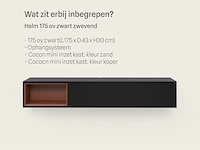 Tv-meubel, raat, halm 175 ov, zwart, met 2 cocons - afbeelding 2 van  4