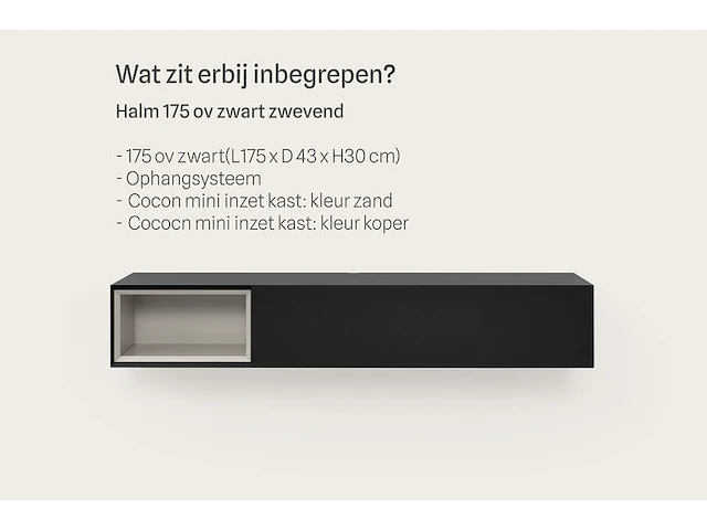 Tv-meubel, raat, halm 175 ov, zwart, met 2 cocons - afbeelding 3 van  4