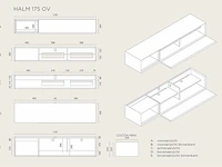 Tv-meubel, raat, halm 175 ov, zwart, met 2 cocons - afbeelding 4 van  4