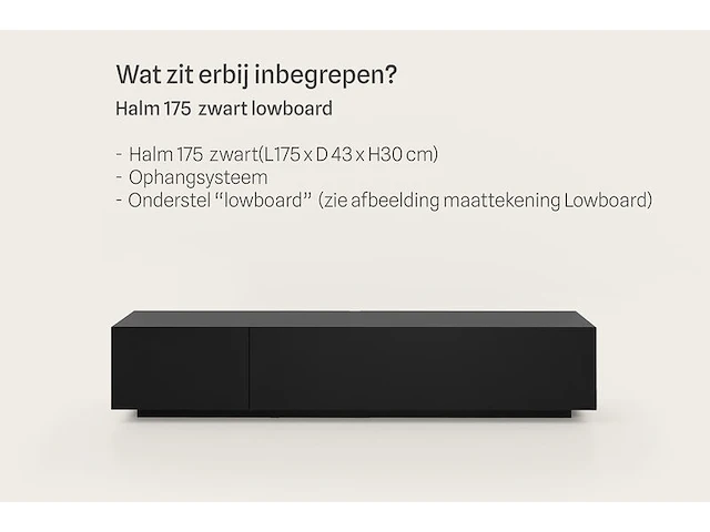 Tv-meubel, raat, halm 175, zwart, met lowboard - afbeelding 3 van  5