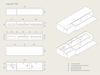 Tv-meubel, raat, halm 175, zwart, met lowboard - afbeelding 4 van  5