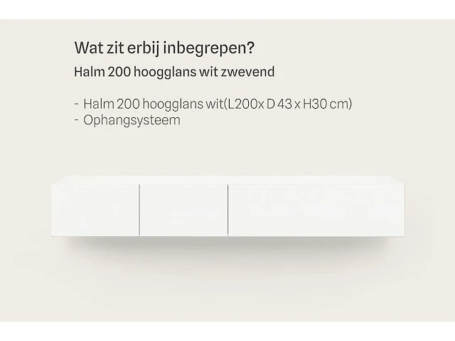 Tv-meubel, raat, halm 200, hoogglans wit - afbeelding 2 van  3