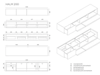 Tv-meubel, raat, halm 200, zwart - afbeelding 3 van  3