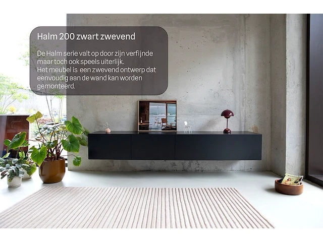 Tv-meubel, raat, halm 200, zwart - afbeelding 1 van  3