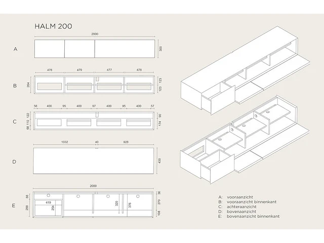 Tv-meubel, raat, halm 200, zwart - afbeelding 3 van  3