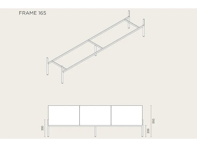 Tv-meubel, raat, loef 165 ov, zwart, met frame en 2 cocons - afbeelding 5 van  5