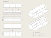 Tv-meubel, raat, loef 165, zwart, met frame - afbeelding 3 van  4
