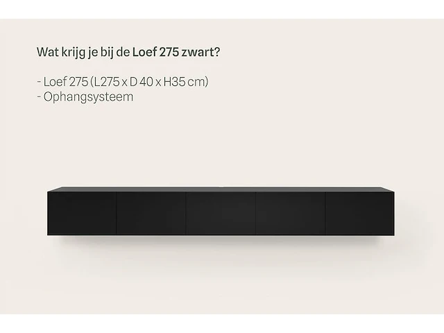 Tv-meubel, raat, loef 275, zwart - afbeelding 2 van  3