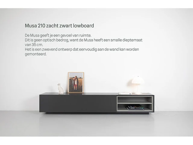 Tv-meubel, raat, musa 210, zacht zwart, met lowboard - afbeelding 1 van  4