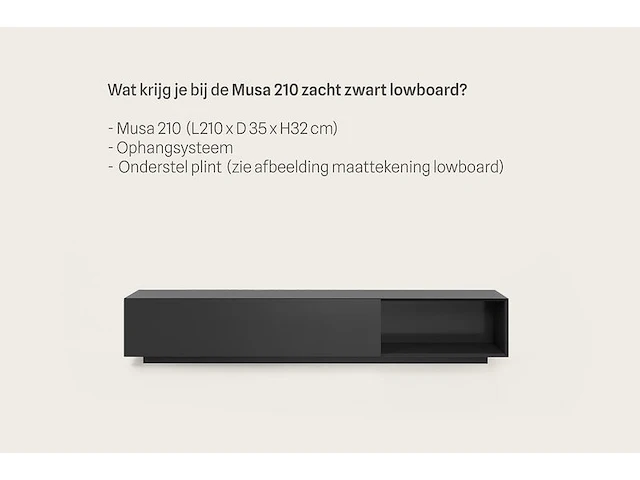Tv-meubel, raat, musa 210, zacht zwart, met lowboard - afbeelding 2 van  4
